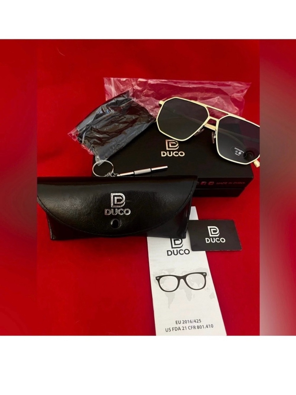 DUCO Polarized Unisex Retro Gold Frame Fashion Sunglasses